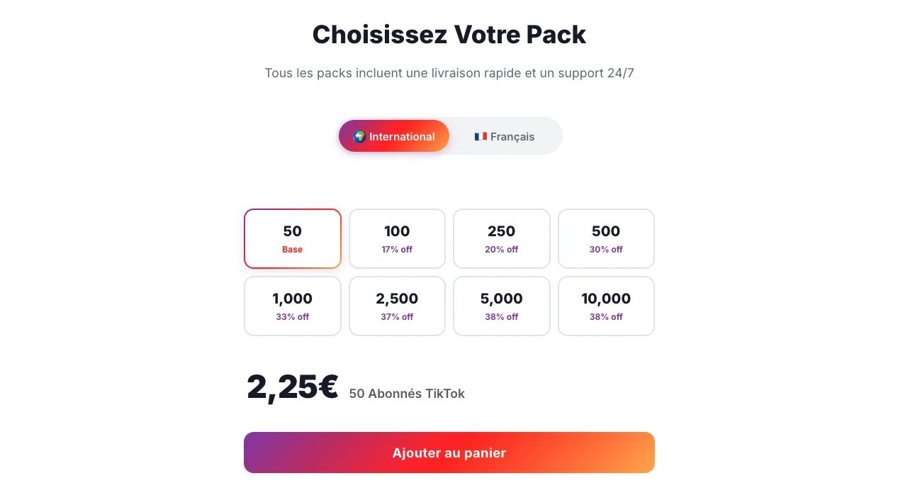 Paquetes para comprar seguidores TikTok baratos en Followers Lab